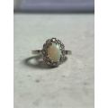 Beautiful 14ct White Gold Opal and Diamond Dress Ring
