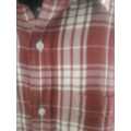 VINTAGE REAL CLOTHING BROWN/WHITE CHECKERED SHIRT - SIZE L
