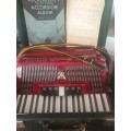 Accordian, Scandalli  96 bass in case with old music sheets