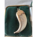 Vintage 9ct Gold And Tiger`s Claw Pendant