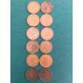 12 x 1950 UNION 1 PENNY.  BIDDING IS PER COIN
