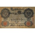 1910 German Empire 20 Mark Banknote