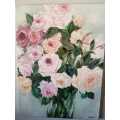 Leigh Woodgate Painting of Roses in a Glass Vase