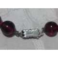 Lovely Vintage Sterling Silver Cherry Red Czech Glass Beads Necklace