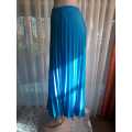 Vintage Blue Pleated Skirt With Elasticated Waist By Be Yourself - Like New - L/36/12
