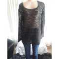 Stunning Black Knitted Sweater Top with Silver Lurex - New - 14/38/XXL