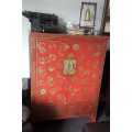 Antique Chinese Cabinet Red Lacquer - ORIGINAL