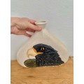 #92 Interesting handpainted hawk / eagle decanter