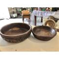 X2 Carved wooden bowls