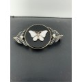 Silver look and enamel butterfly brooch