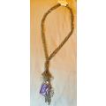 Necklace Thick Silver Chain with Purple Stone
