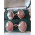 Vintage 9ct Gold And Carnelian? Double Sided Cuff Links