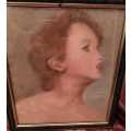 Original Pastel Painting of a Woman`s Face