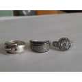 Three 925 Silver Rings. 18 mm Diameter.