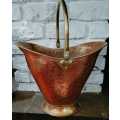 Antique Victorian Copper & Brass Helmut Coal Bucket