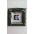 Recovered  porcelain blue&white in a salvaged Oregon pine frame