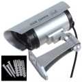 Dummy CCTV Security Camera with IR Wireless Flashing Red LED - Silver