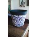 Blue &white  reclaimed porcelain mosaic planter