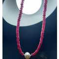 Gorgeous Natural Faceted Ruby Beads Necklace with Large Freshwater Pearl Charm