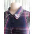 Lovely Check Top with sequins Collar 100% Cotton by Insync - Size 20/44/XXXXL - Like New