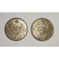 2 x 1934 Silver Belgium 20 Francs