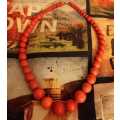Vintage Red Turquoise Beads Graduated Necklace