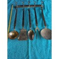 Vintage solid brass hanging set kitchen utensils