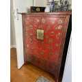 Antique Chinese Cabinet Red Lacquer - ORIGINAL