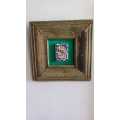 Reclaimed porcelain mosaic floral in a salvaged Oregon pine frame