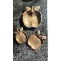 Vintage brass apple snack plates dishes tray set