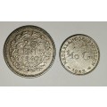 Silver Netherlands 25 c & 1/10 Gulden