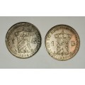 2 x Silver Netherlands 1 Gulden