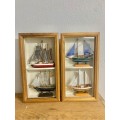 #91 Pair of box framed models of boats