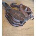 2x Large Vintage block and tackle Pully and hook