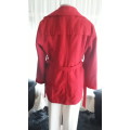 RED DOUBLE BREASTED COAT WITH MATCHING BELT BY MEILING FASHION