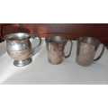 Vintage silver plated beer mug lot