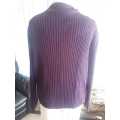 LADIES PURPLE RIBBED KNITTED FRONT BUTTON  CARDIGAN