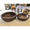 X2 Carved wooden bowls