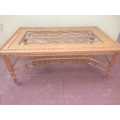 Bamboo dining table with glass top