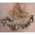 Vintage Exquisite Sterling Silver Gilt Choker with Delicate Leaf Work and Cubic Zirconia Stones.