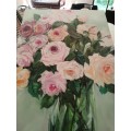 Leigh Woodgate Painting of Roses in a Glass Vase
