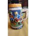 Vintage colourful German style beer mugs/steins