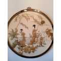 Large  Oriental Round Wall Panel Inlaid Mother of Pearl