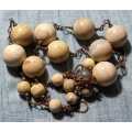 Vintage Unusual Copper Chain Necklace with Extra Large Marble Agate Stone Beads