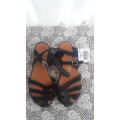 BLACK STRAPPY SANDALS BY THE LEATHER COLLECTION COMFORT - NEW ITEM