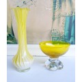 Vintage Bright Sunshine Yellow Glass Vases