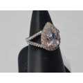 Female Sterling Silver ring with Pear Shaped CZ Gemstone  Size 8