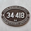 SAR Locomotive Number Plate 34-418 (1973-1974)