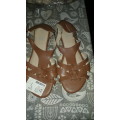 CARAMEL COLOURED STRAPPY SANDALS  - NEW