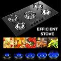 Aruif Built-In Tempered Glass Countertop 5 Burner Gas Hob 860mmx510mm